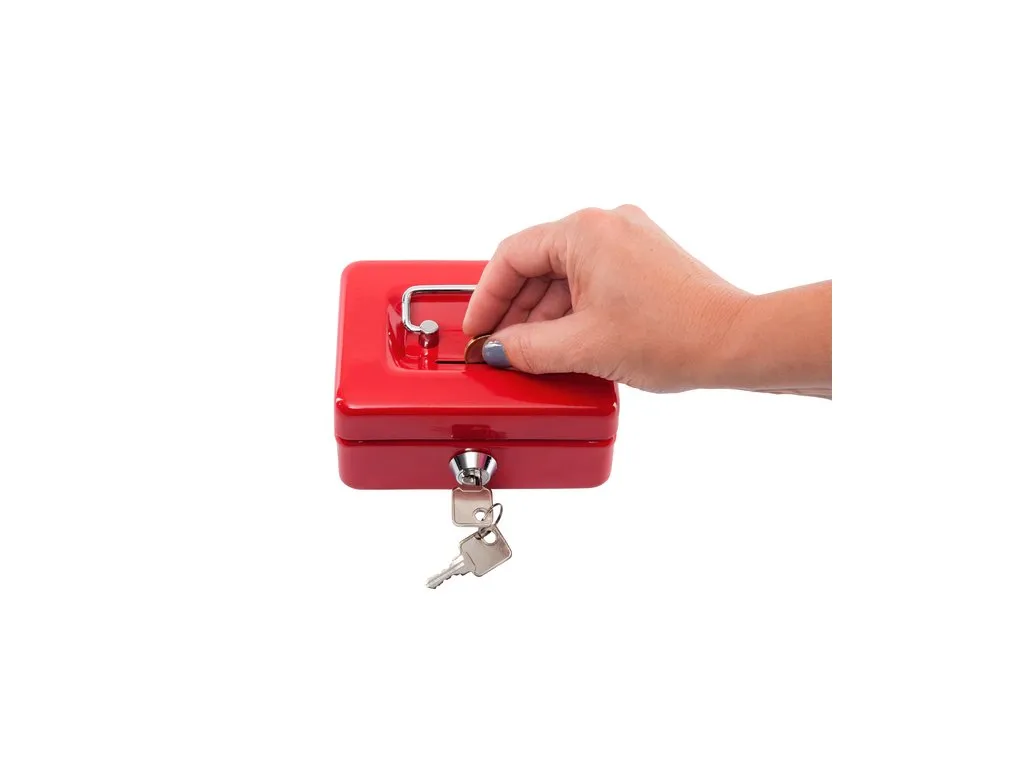 Geldkist MAUL met muntgleuf en slot 125x95x60mm rood