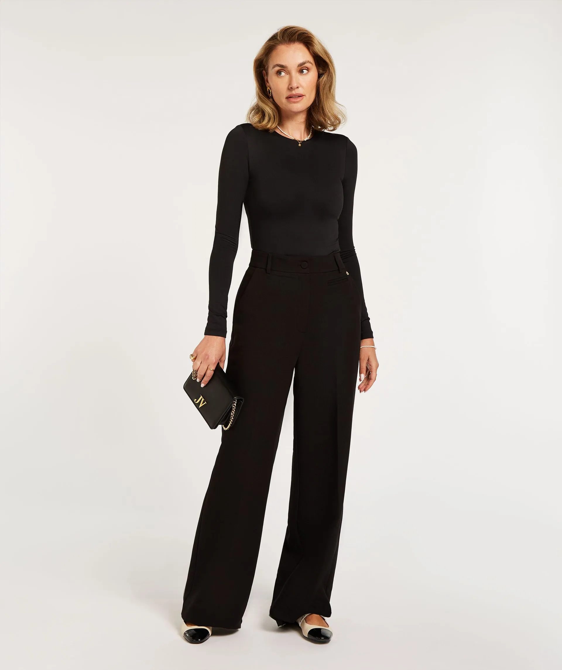 JV KATE HIGH RISE WIDE LEG PANTALON  BLACK