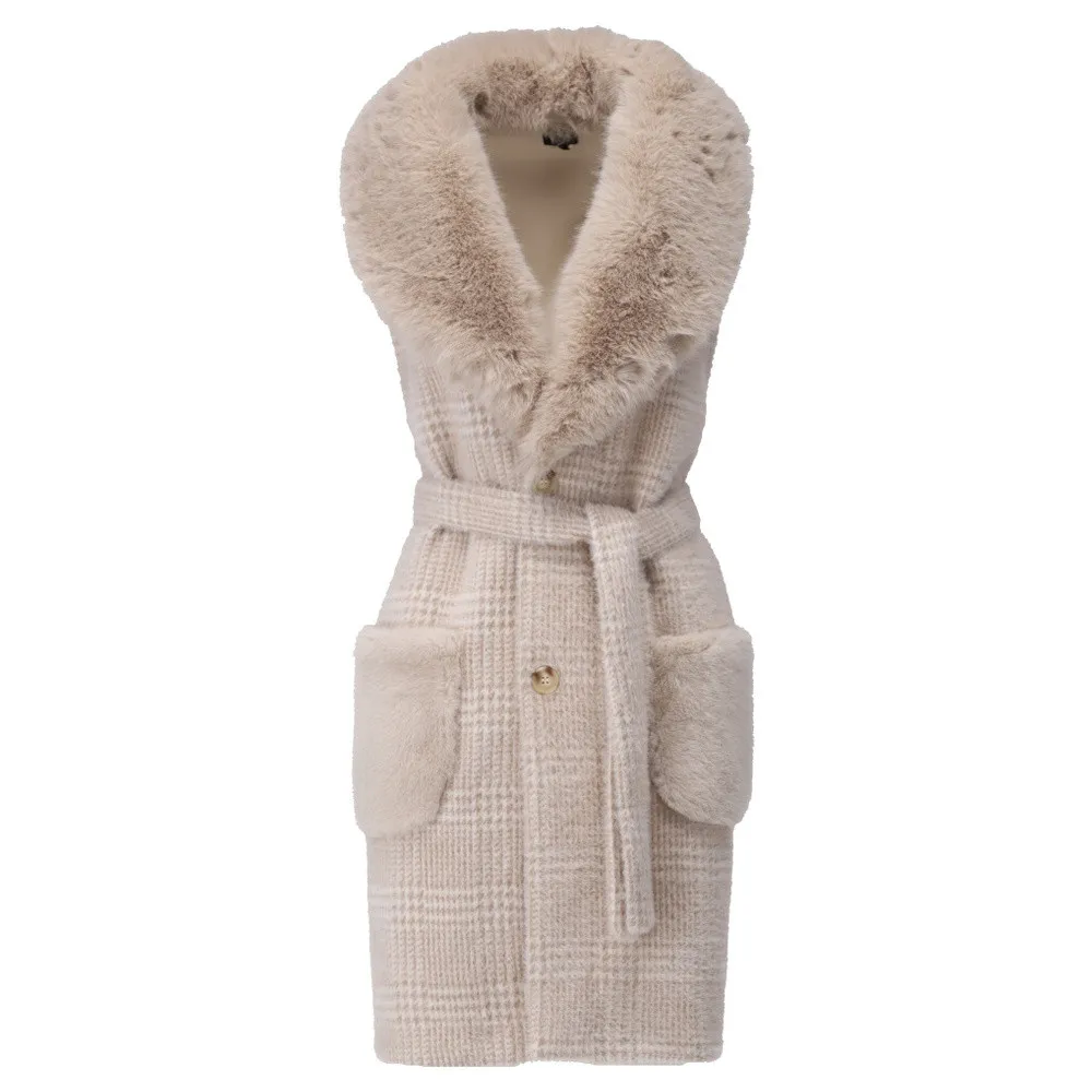   KDESIGN OMKEERBARE JAS MET BONT OFF WHITE