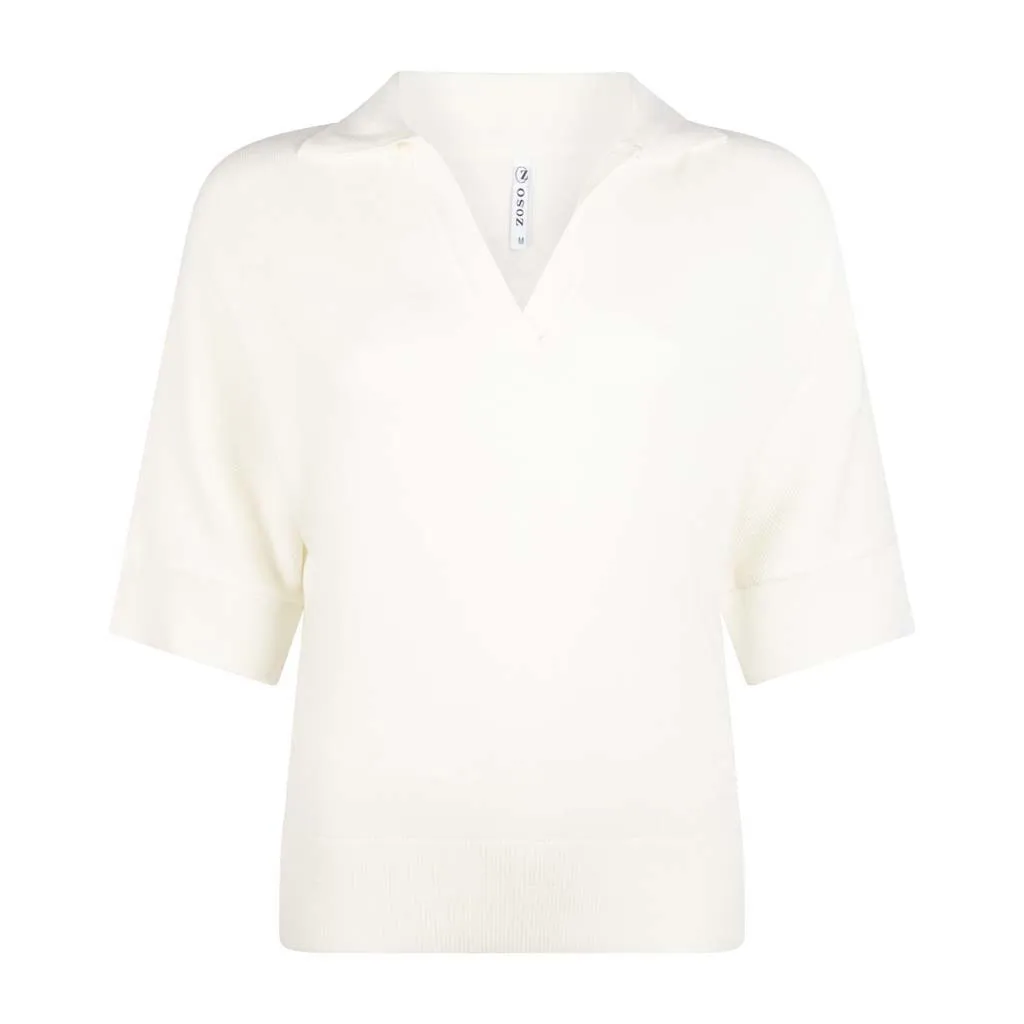 Nanda Knitted Polo Sweater Offwhite – Zoso