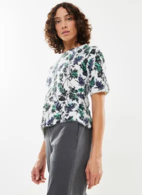      Pieces PCSESA SS O-NECK PRINT KNIT PA - Wit   