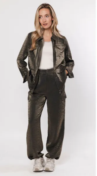 POOOLS SHINY JACKET 433177DARK OLIVE