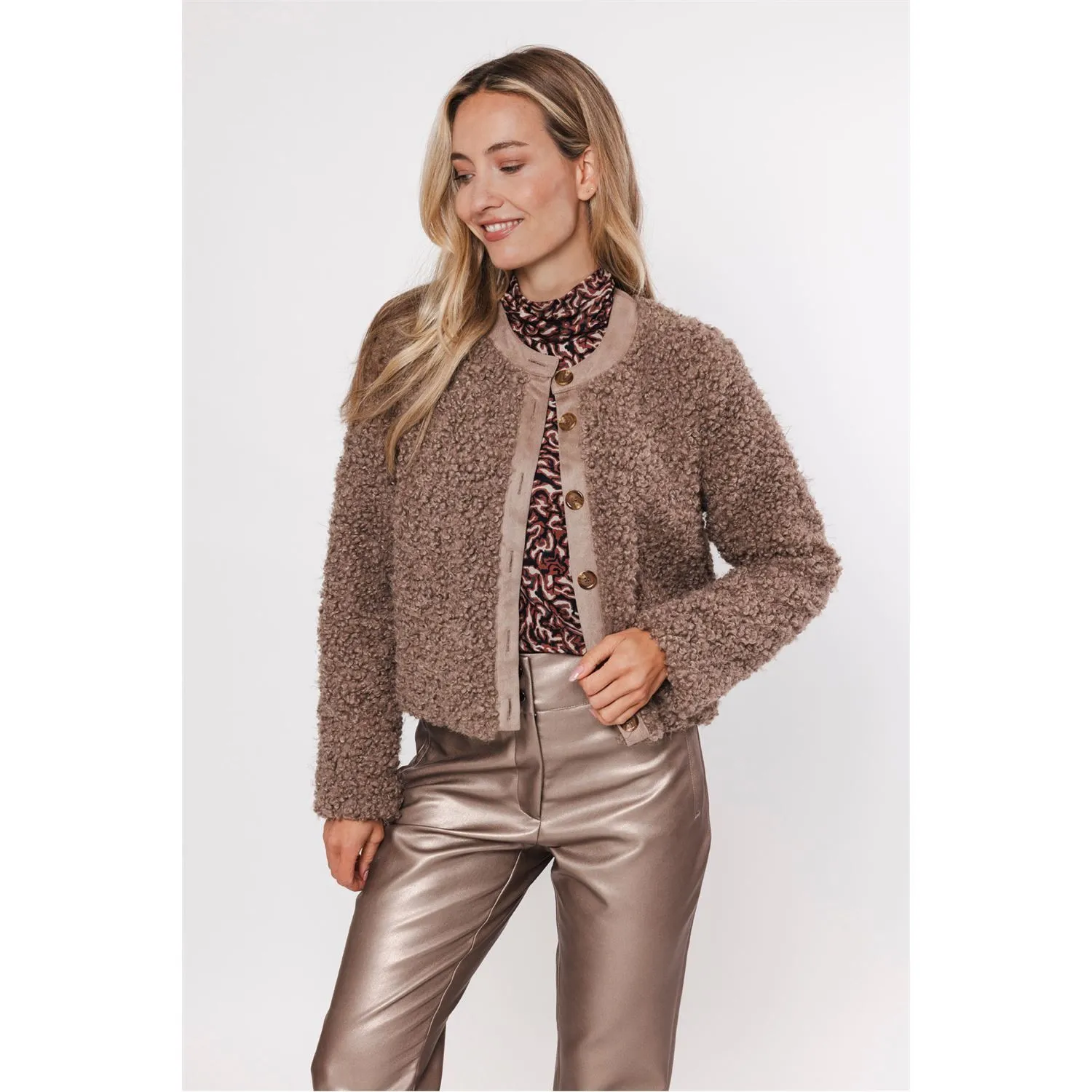 Poools teddy jacket taupe