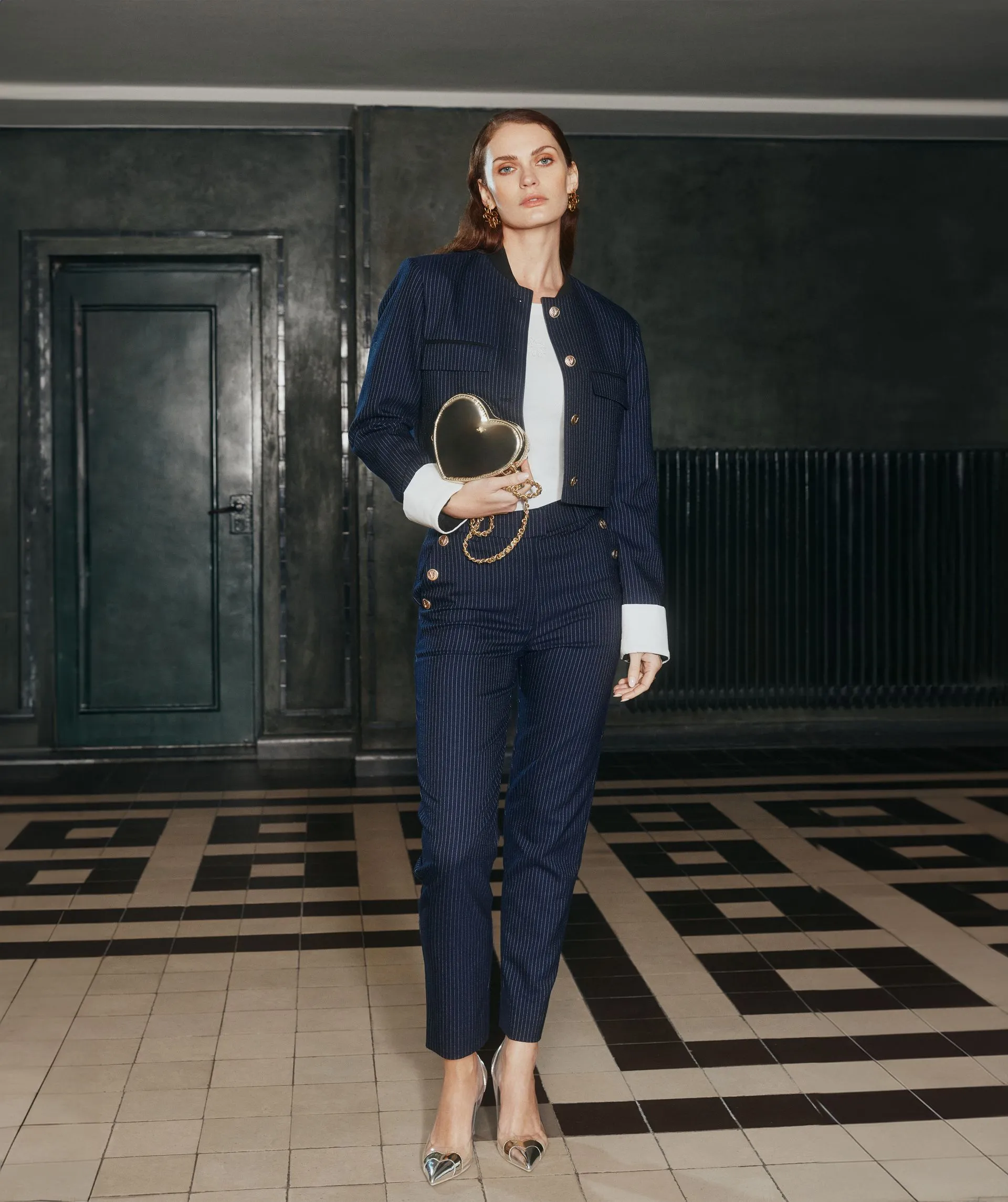 SECILIA MID RISE SLIM TAILLORED PANTALON  MIDNIGHT BLUE