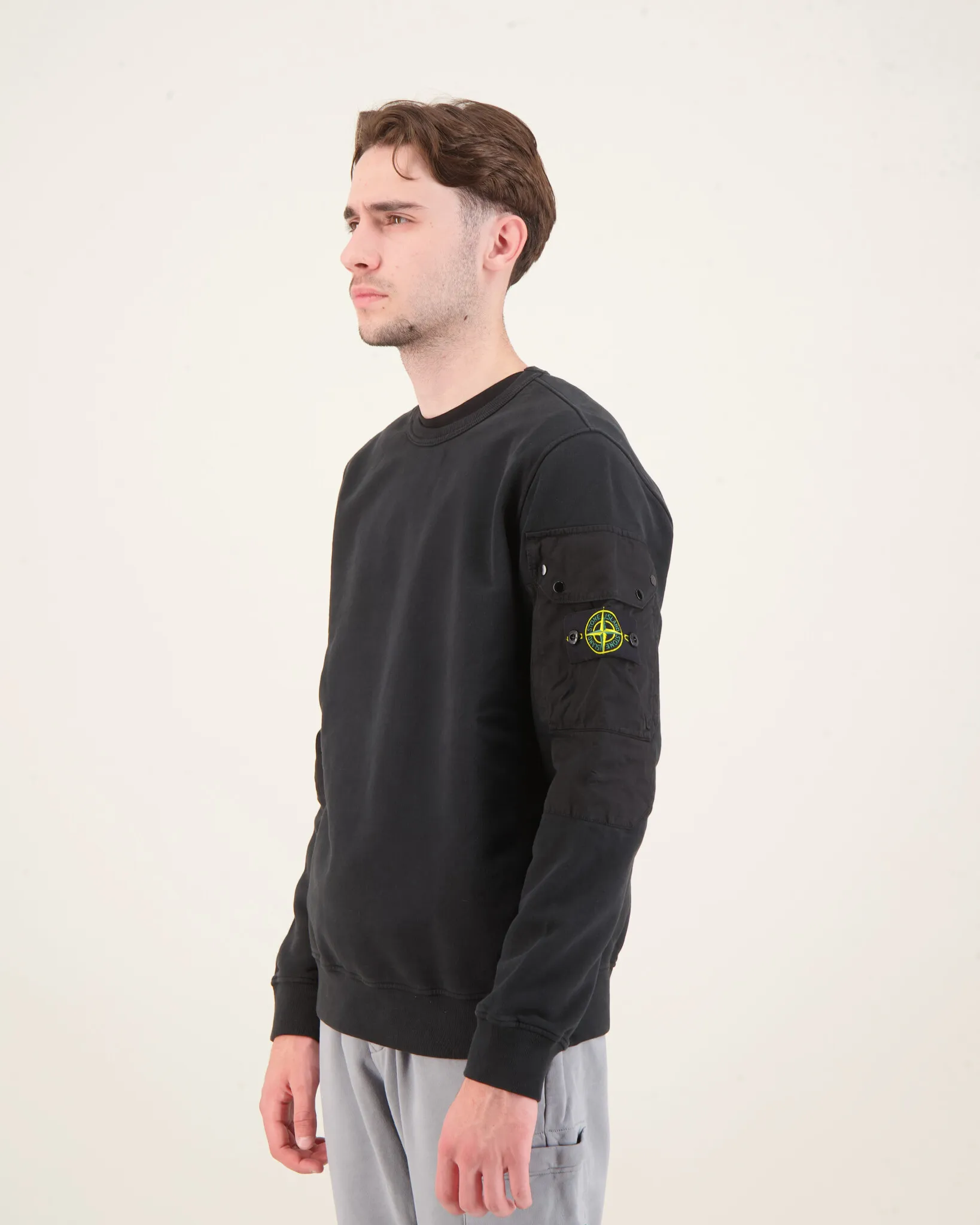 Stone Island 63920 Felpa Sweater Crewneck Zwart