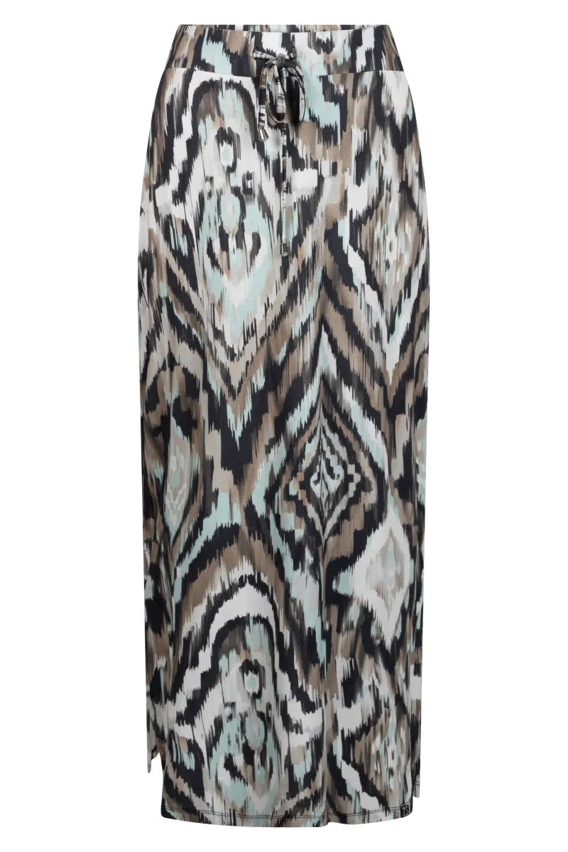Zoso Print Skirt – Sand/Aqua