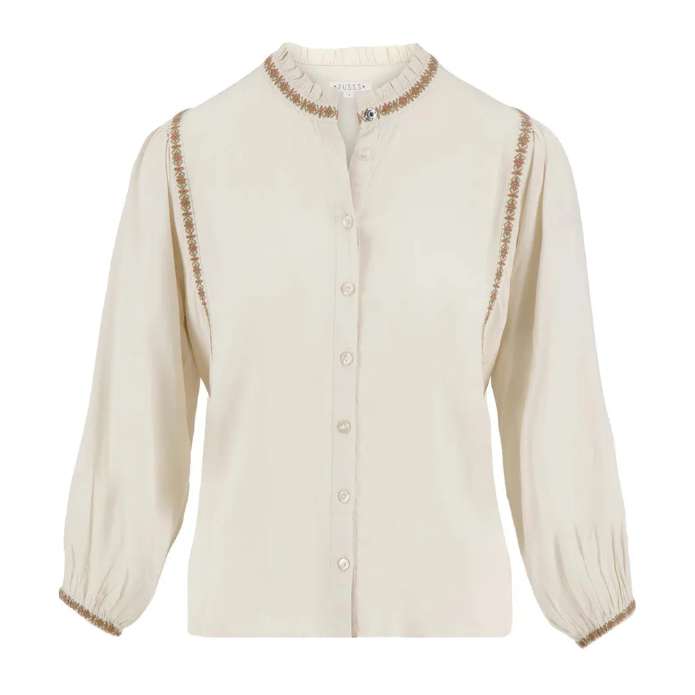   ZUSSS blouse met borduursels Saliegroen