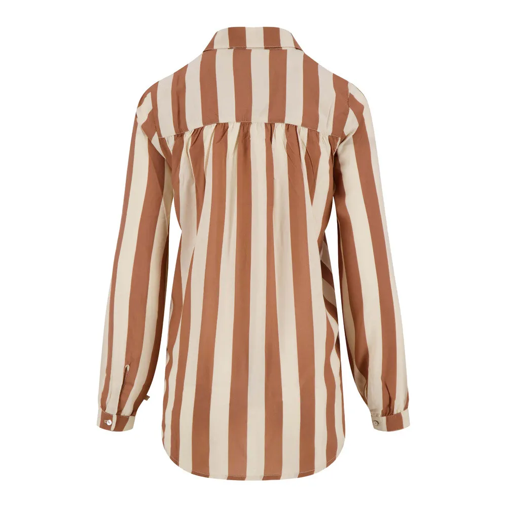   ZUSSS oversized blouse met streep brique/ecru